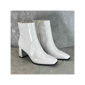 INC Womens White Dasha Square Toe Block Heel Zip-Up Dress Booties 8.5 M